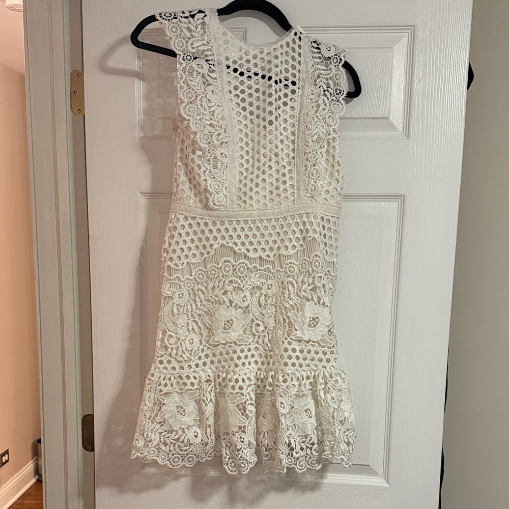 BCBGMaxAzria White Lace Mini Dress